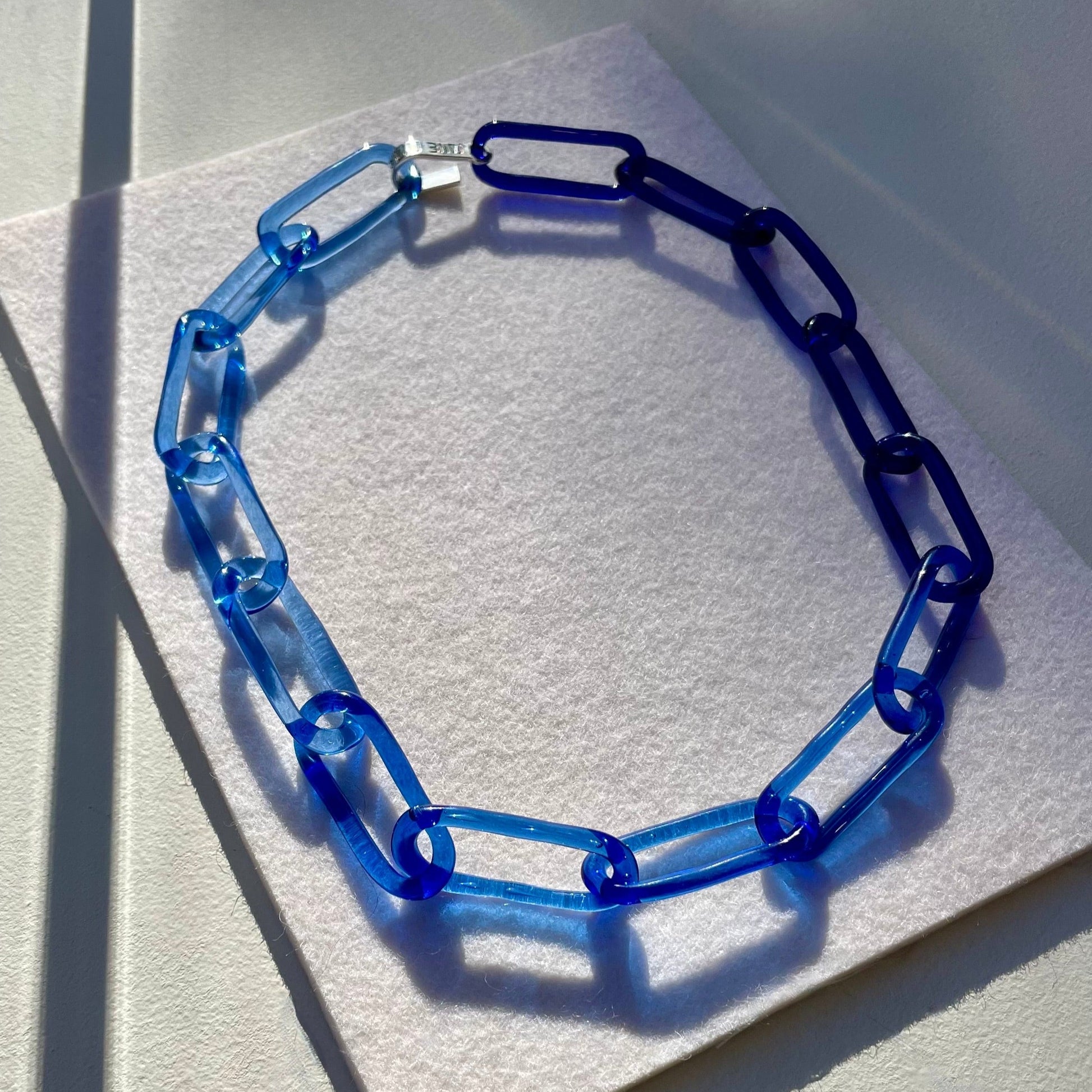 Small Oval Choker in Cobalt Blue Ombre Jewelry Jane D'Arensbourg   