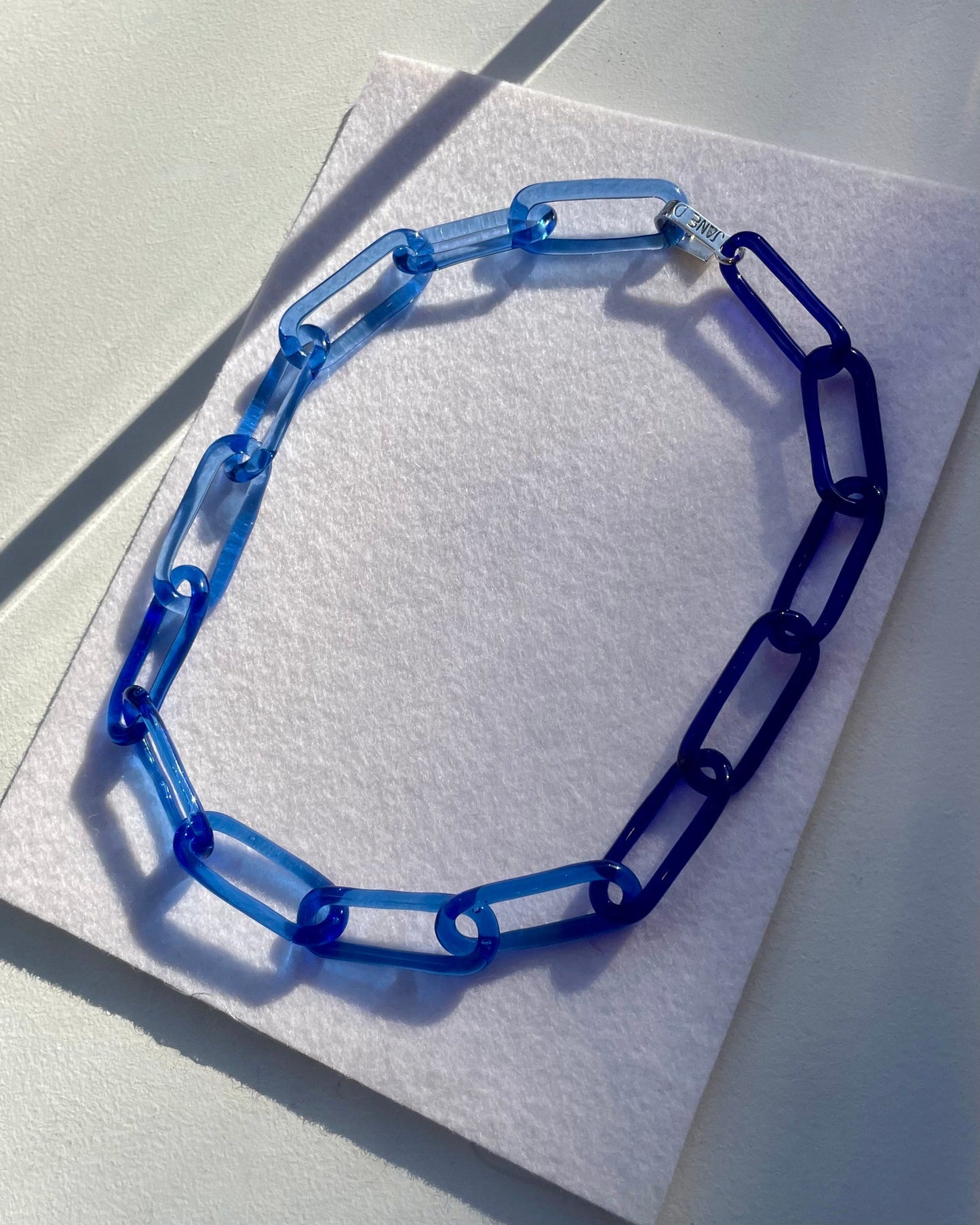 Small Oval Choker in Cobalt Blue Ombre Jewelry Jane D'Arensbourg   