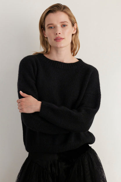 SAMPLE FW26 - Jane Crew Neck Sweater in Alpaca Wool - Black Samples CHRISTINE ALCALAY Black One size