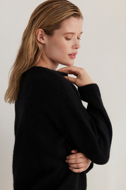 SAMPLE FW26 - Jane Crew Neck Sweater in Alpaca Wool - Black Samples CHRISTINE ALCALAY