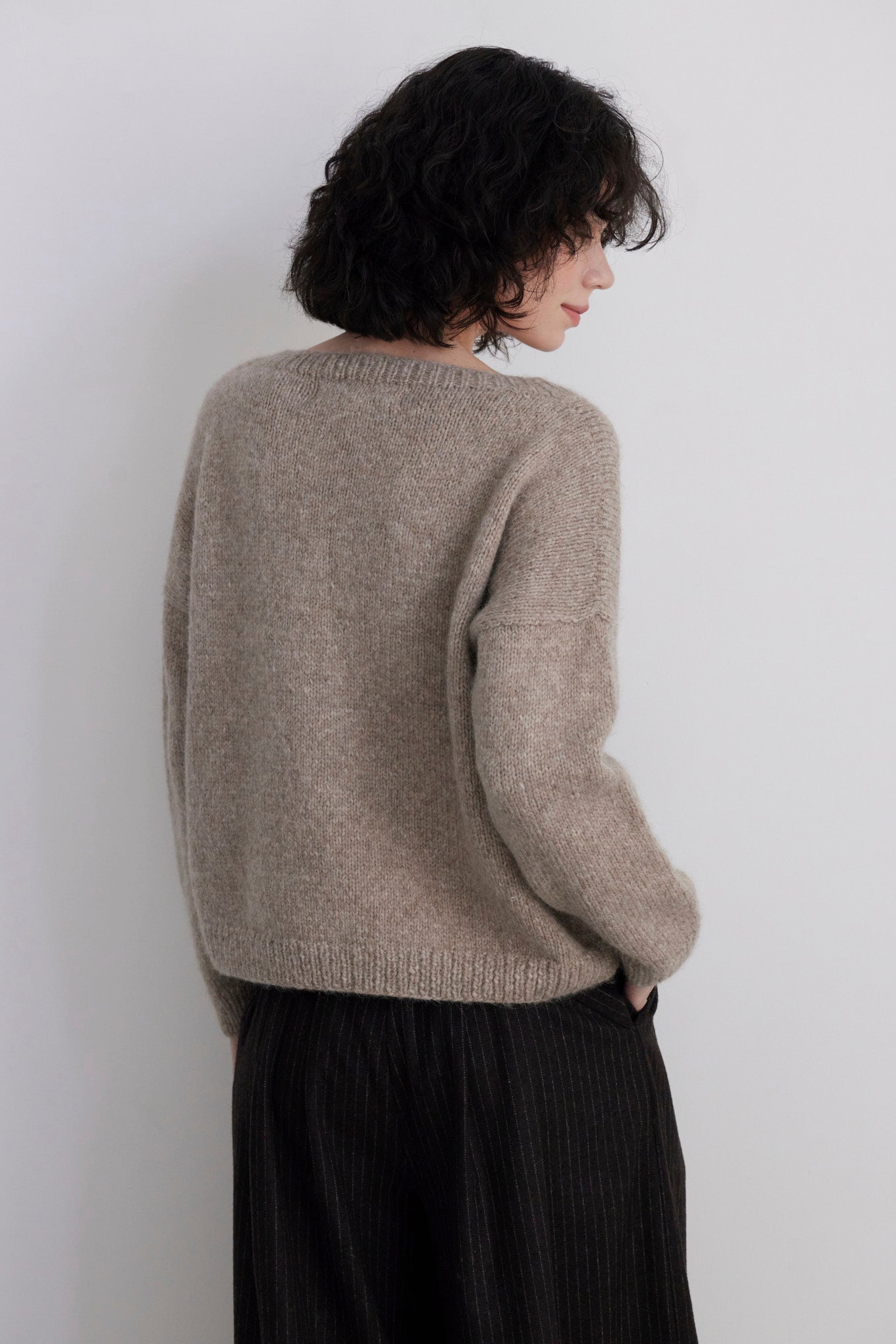 SAMPLE FW26 - Jane Crew Neck Sweater in Alpaca Wool - Heather Oatmeal Samples CHRISTINE ALCALAY
