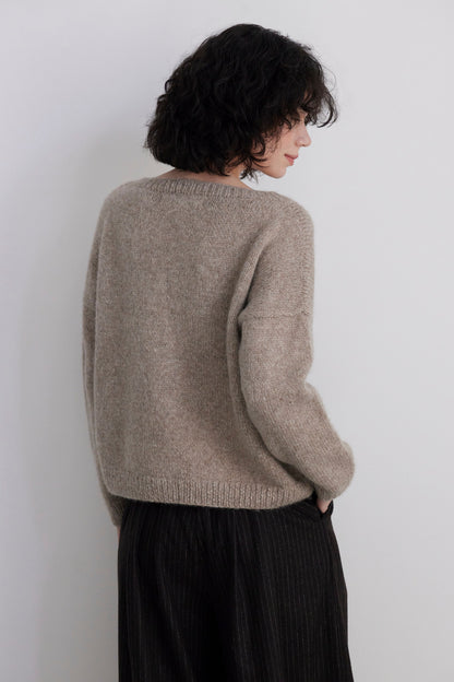 SAMPLE FW26 - Jane Crew Neck Sweater in Alpaca Wool - Heather Oatmeal Samples CHRISTINE ALCALAY