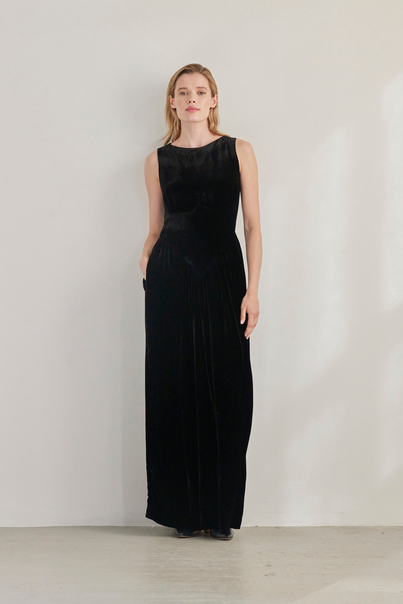 SAMPLE FW26 - Juliette Dress in Silk Velvet - Black Samples CHRISTINE ALCALAY Black 2