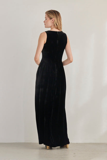 SAMPLE FW26 - Juliette Dress in Silk Velvet - Black Samples CHRISTINE ALCALAY