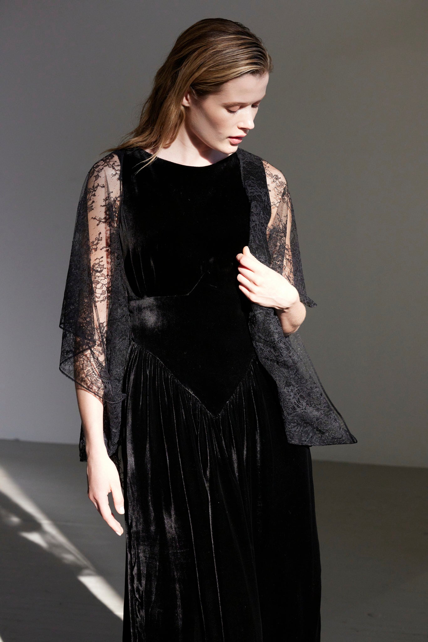 SAMPLE FW26 - Juliette Dress in Silk Velvet - Black Samples CHRISTINE ALCALAY