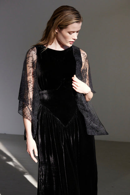 SAMPLE FW26 - Juliette Dress in Silk Velvet - Black Samples CHRISTINE ALCALAY