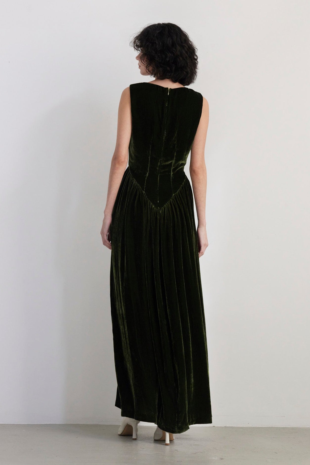 SAMPLE FW26 - Juliette Dress in Silk Velvet - Verdant Green Samples CHRISTINE ALCALAY