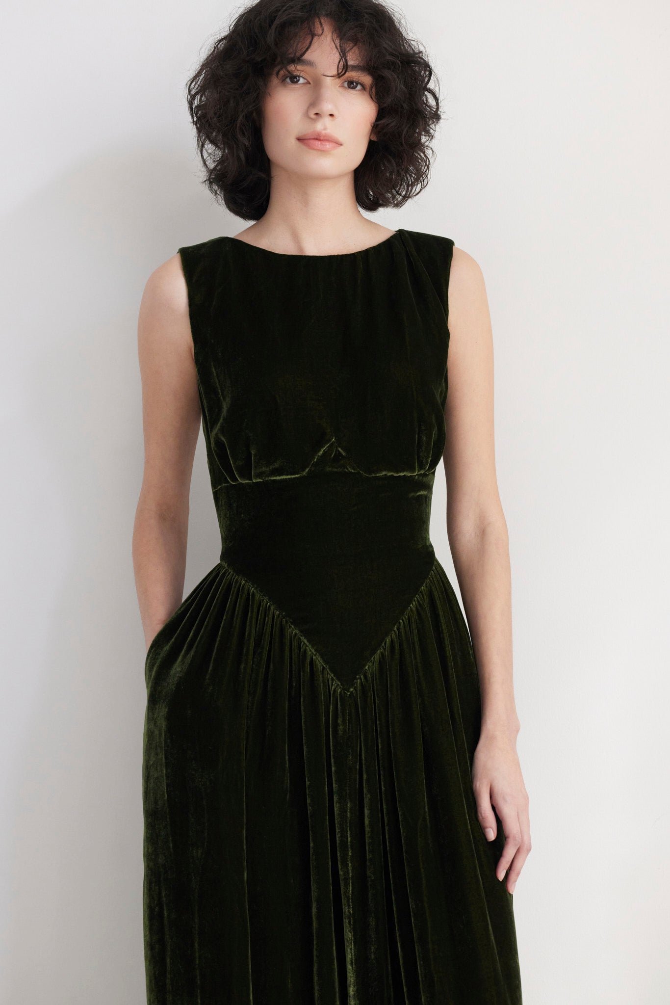 SAMPLE FW26 - Juliette Dress in Silk Velvet - Verdant Green Samples CHRISTINE ALCALAY