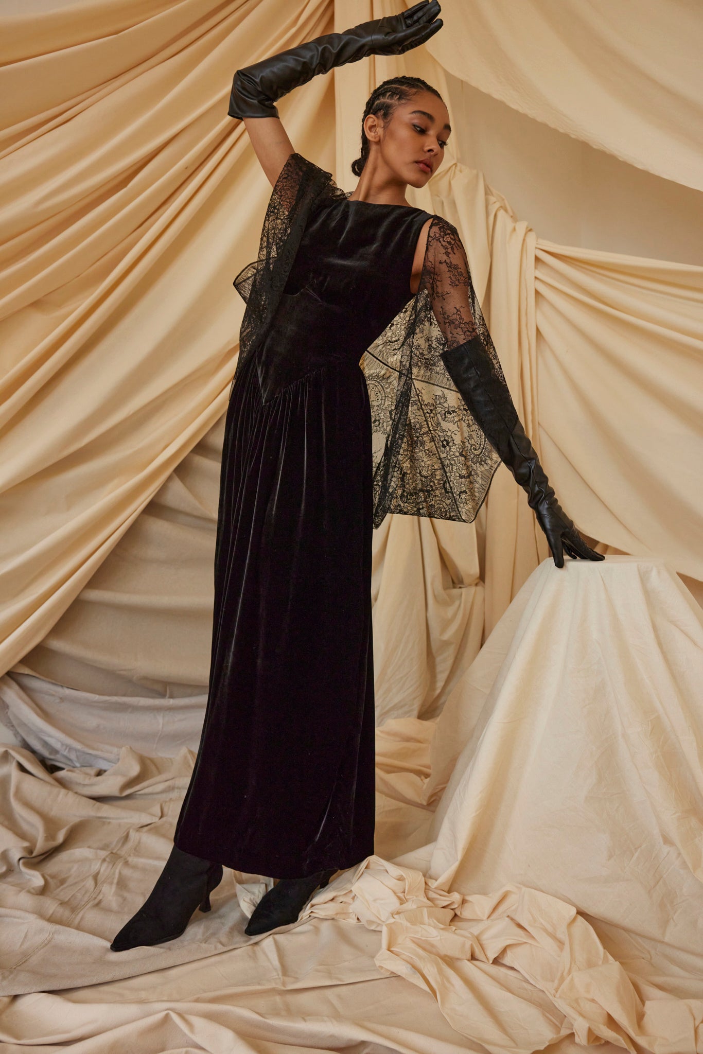 SAMPLE FW26 - Juliette Dress in Silk Velvet - Black Samples CHRISTINE ALCALAY