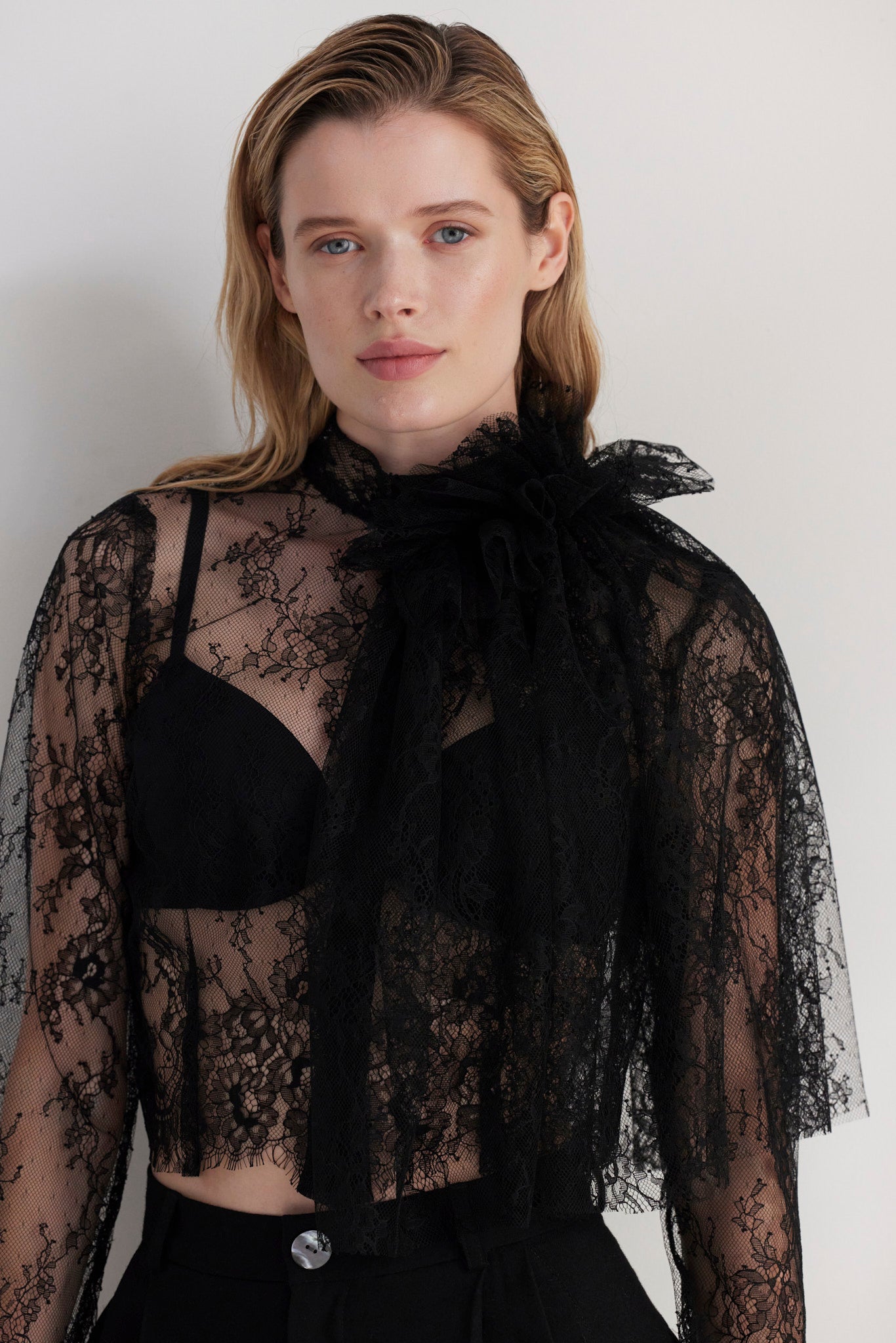 SAMPLE FW26 - Keira Blouse in Chantilly Lace - Black Samples CHRISTINE ALCALAY Black Small