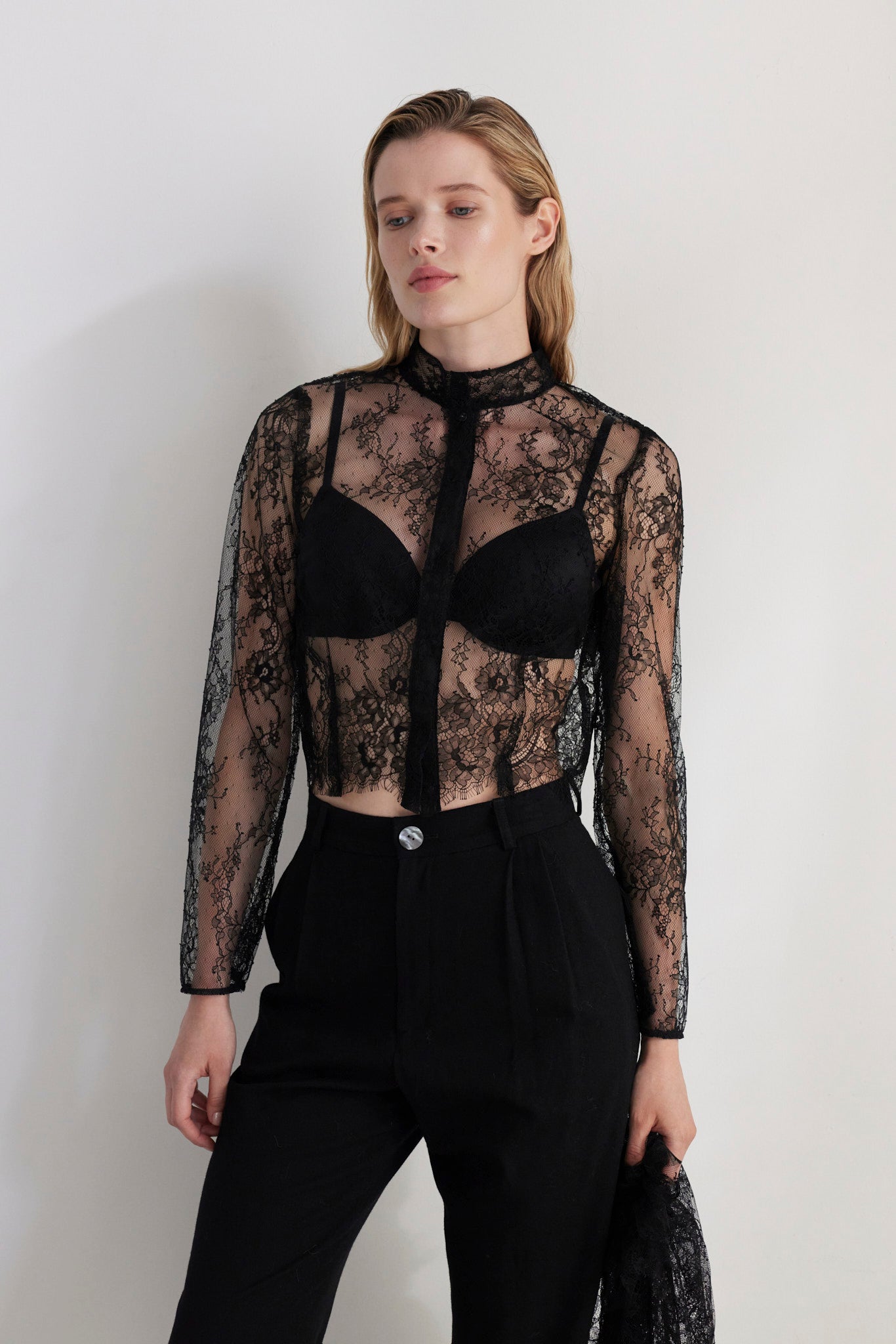 SAMPLE FW26 - Keira Blouse in Chantilly Lace - Black Samples CHRISTINE ALCALAY