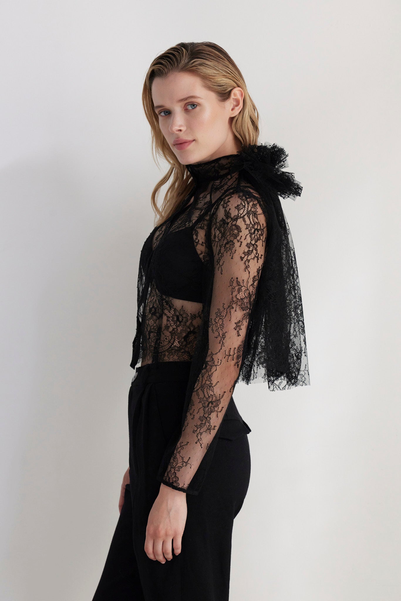 SAMPLE FW26 - Keira Blouse in Chantilly Lace - Black Samples CHRISTINE ALCALAY