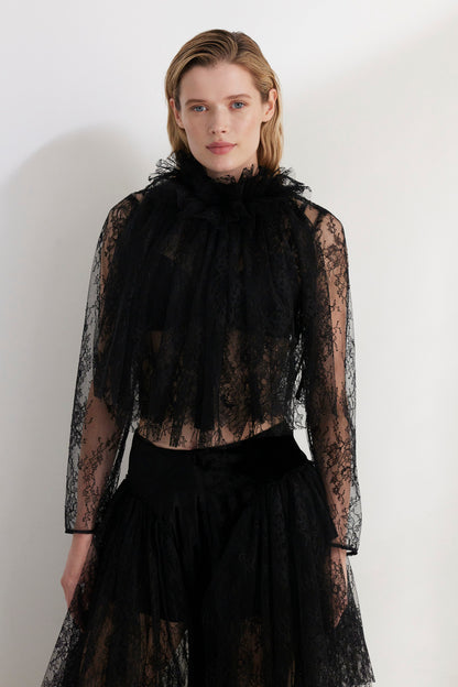 SAMPLE FW26 - Keira Blouse in Chantilly Lace - Black Samples CHRISTINE ALCALAY