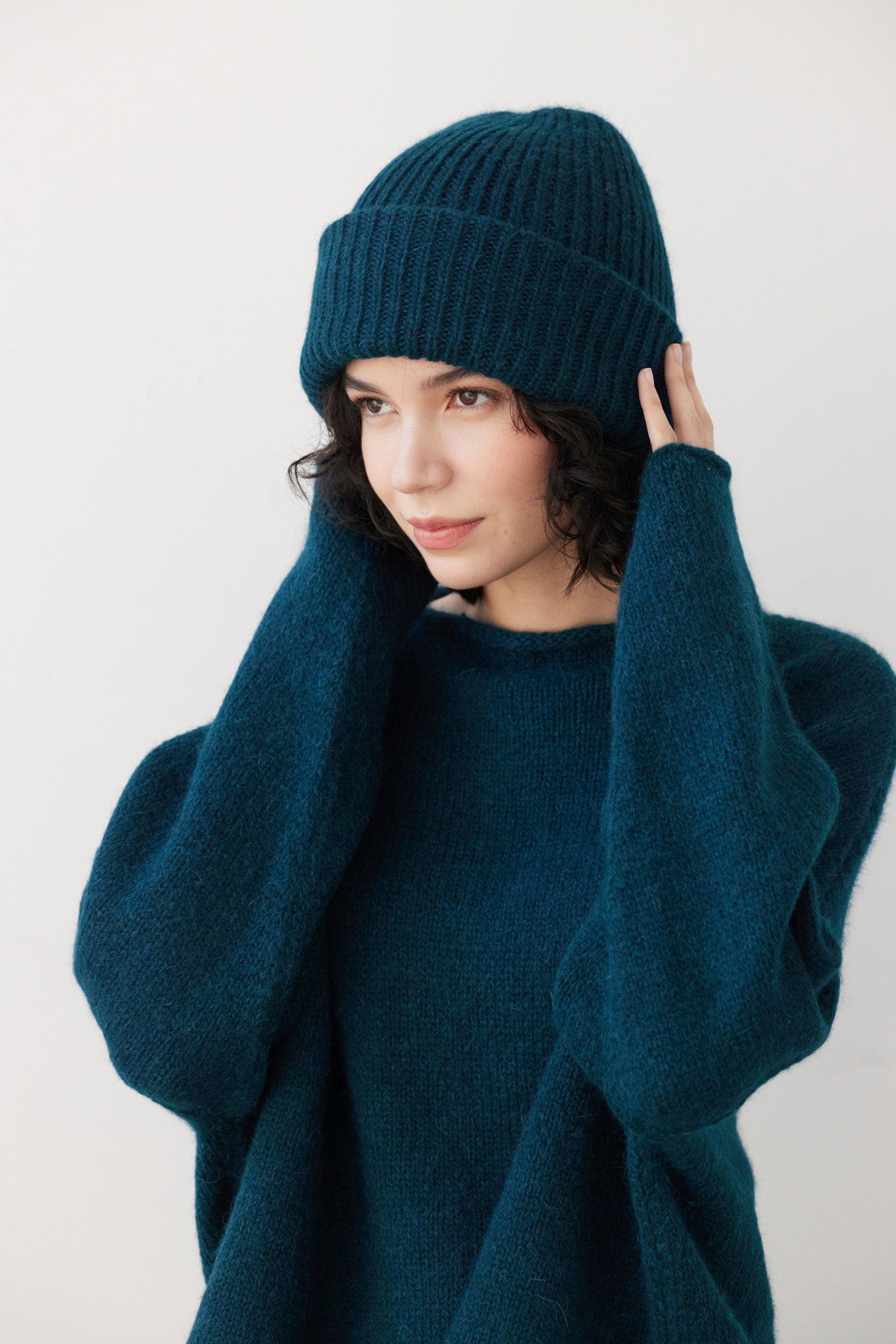 SAMPLE FW26 - Lofted Beanie in Alpaca Wool Blend - Deep Teal Samples CHRISTINE ALCALAY
