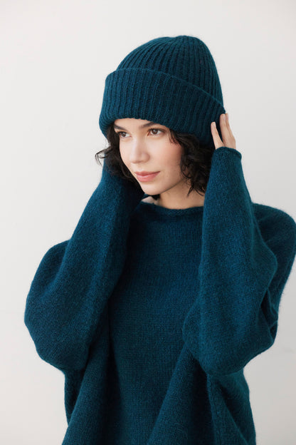 SAMPLE FW26 - Lofted Beanie in Alpaca Wool Blend - Deep Teal Samples CHRISTINE ALCALAY