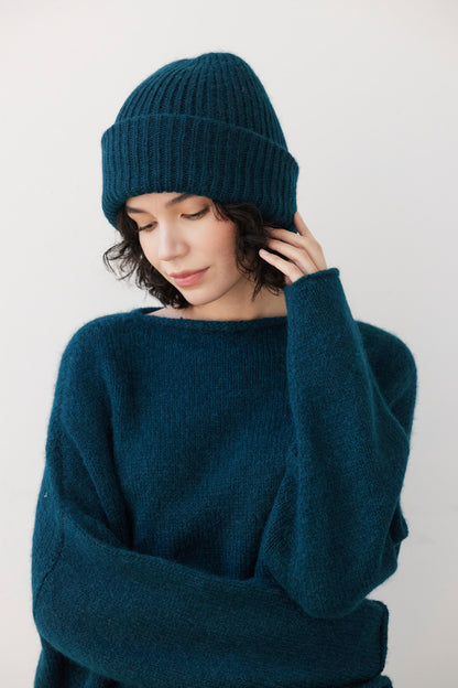 SAMPLE FW26 - Lofted Beanie in Alpaca Wool Blend - Deep Teal Samples CHRISTINE ALCALAY