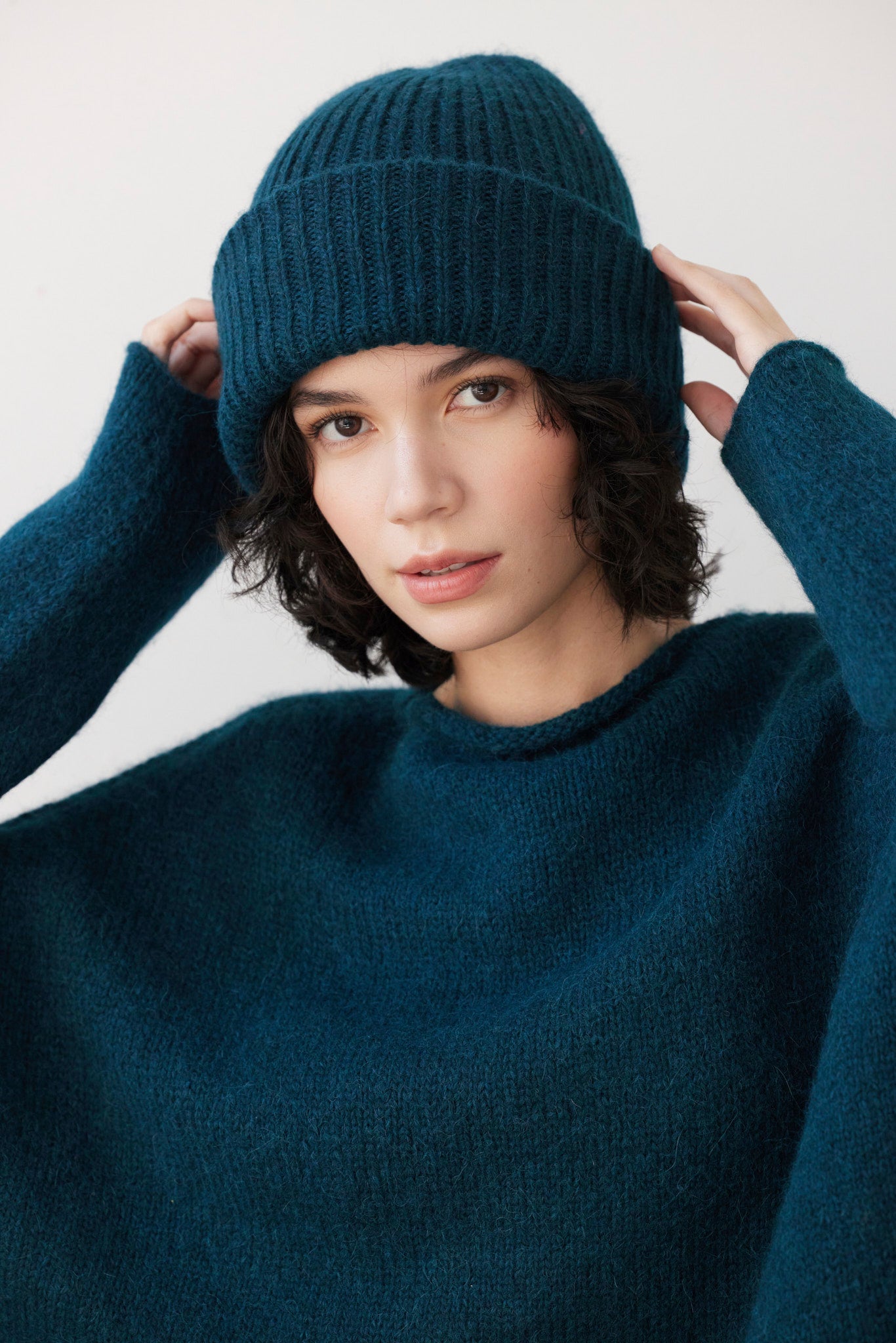 SAMPLE FW26 - Lofted Beanie in Alpaca Wool Blend - Deep Teal Samples CHRISTINE ALCALAY