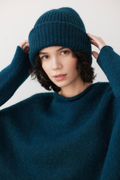SAMPLE FW26 - Lofted Beanie in Alpaca Wool Blend - Deep Teal Samples CHRISTINE ALCALAY