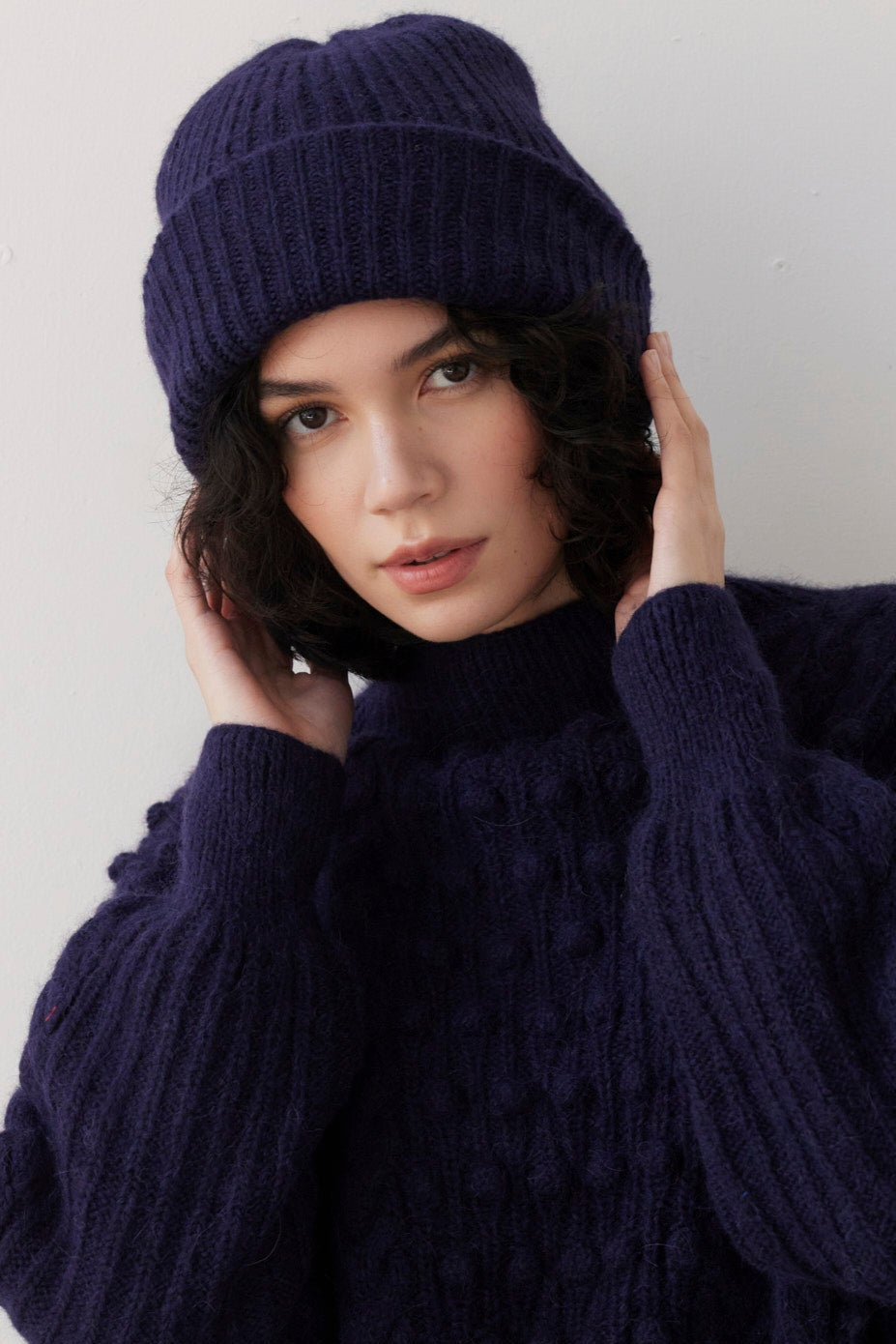 SAMPLE FW26 - Lofted Beanie in Alpaca Wool Blend - Ink Samples CHRISTINE ALCALAY