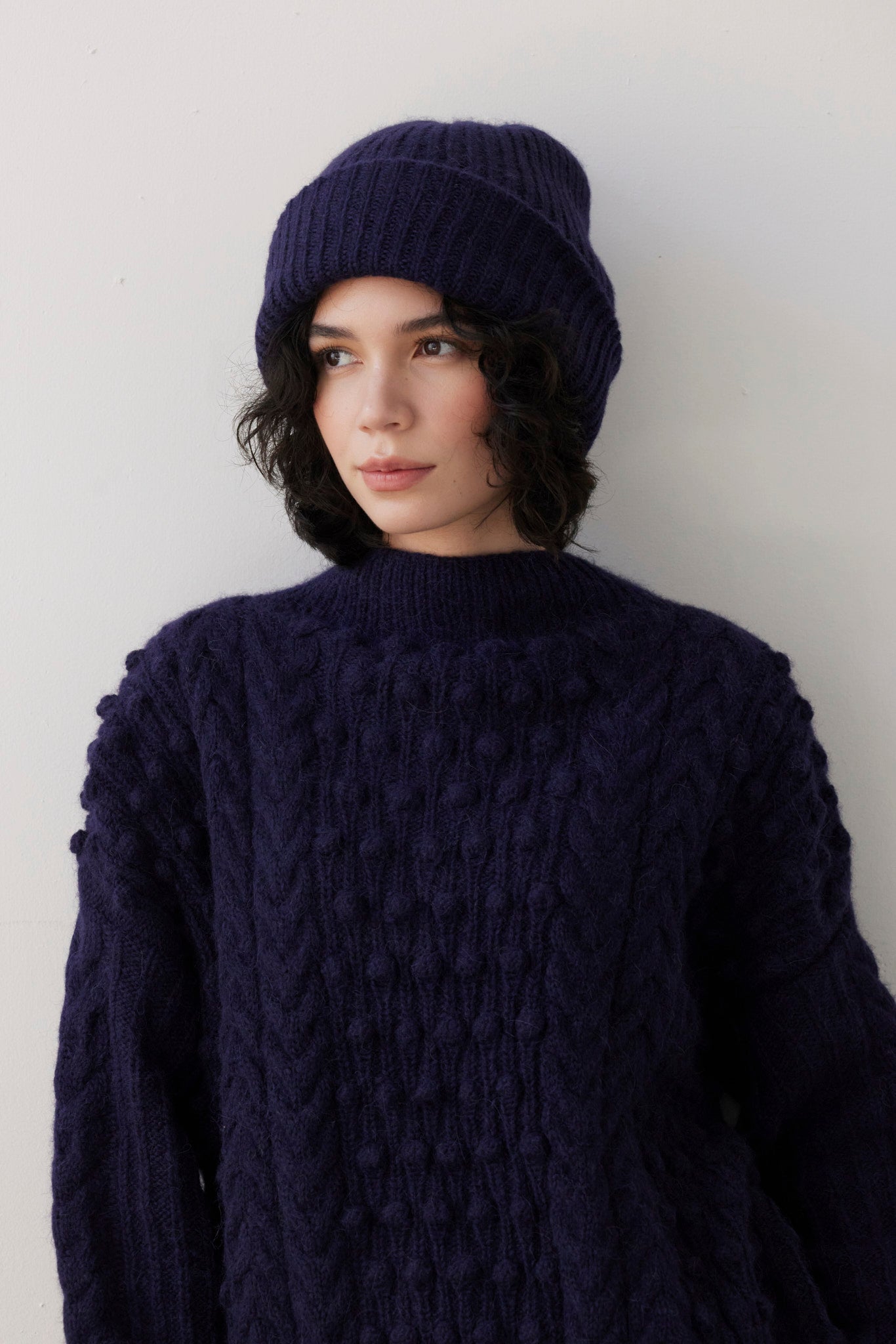SAMPLE FW26 - Lofted Beanie in Alpaca Wool Blend - Ink Samples CHRISTINE ALCALAY Ink ZL51 One Size