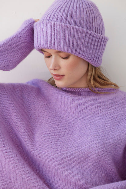 SAMPLE FW26 - Lofted Beanie in Alpaca Wool Blend - Lilac Samples CHRISTINE ALCALAY Lilac ZZD3 One Size