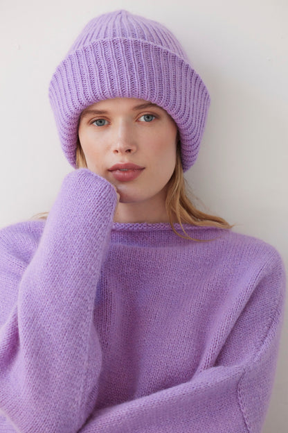 SAMPLE FW26 - Lofted Beanie in Alpaca Wool Blend - Lilac Samples CHRISTINE ALCALAY