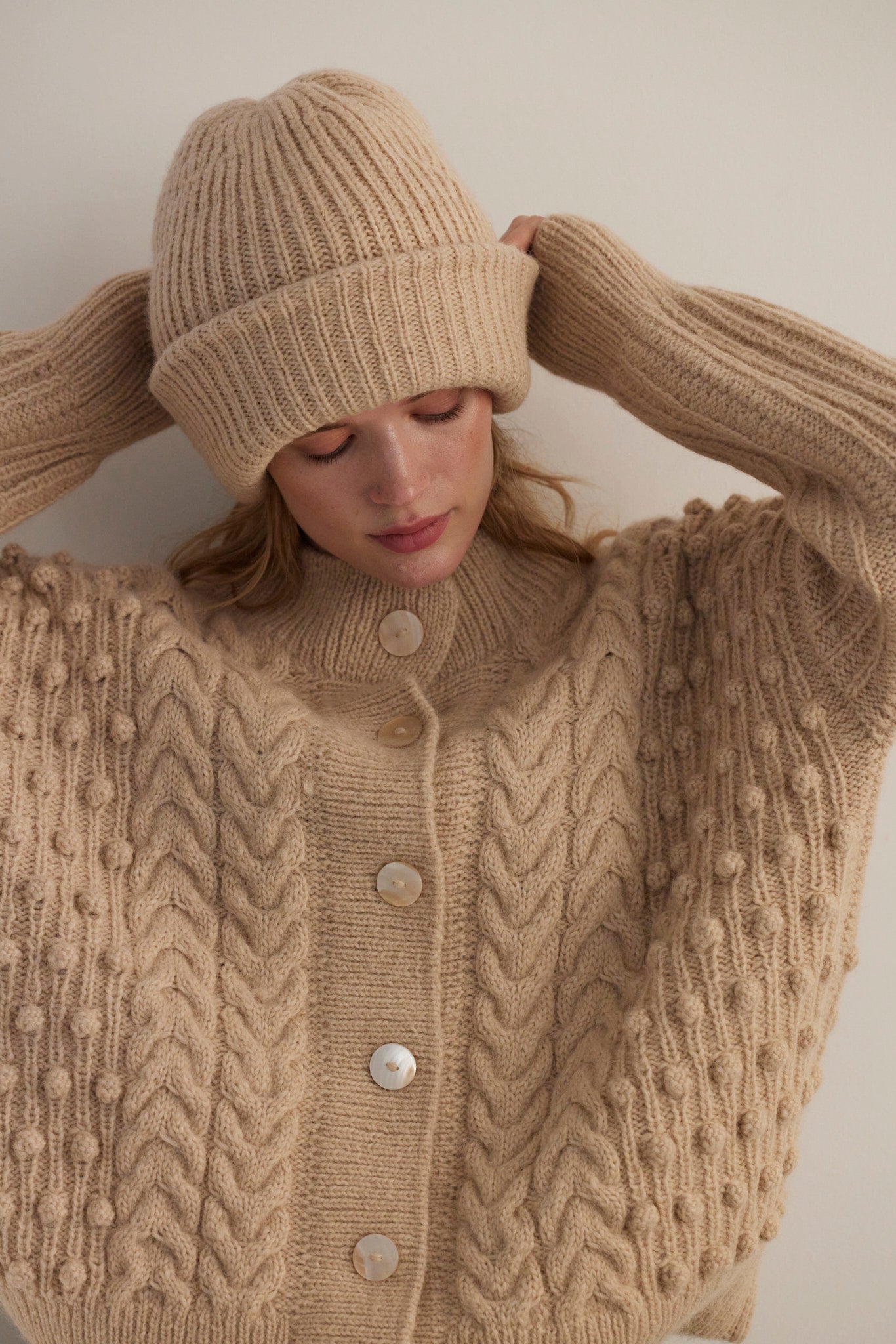 SAMPLE FW26 - Lofted Beanie in Alpaca Wool Blend - Toasted Marshmallow Samples CHRISTINE ALCALAY Toasted Marshmallow Z697 One Size