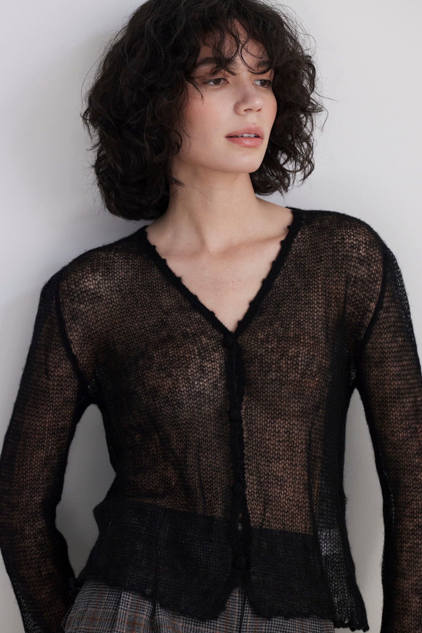 SAMPLE FW26 - Luz Open Knit Cardigan in Baby Alpaca - Black Samples CHRISTINE ALCALAY Black XS/S