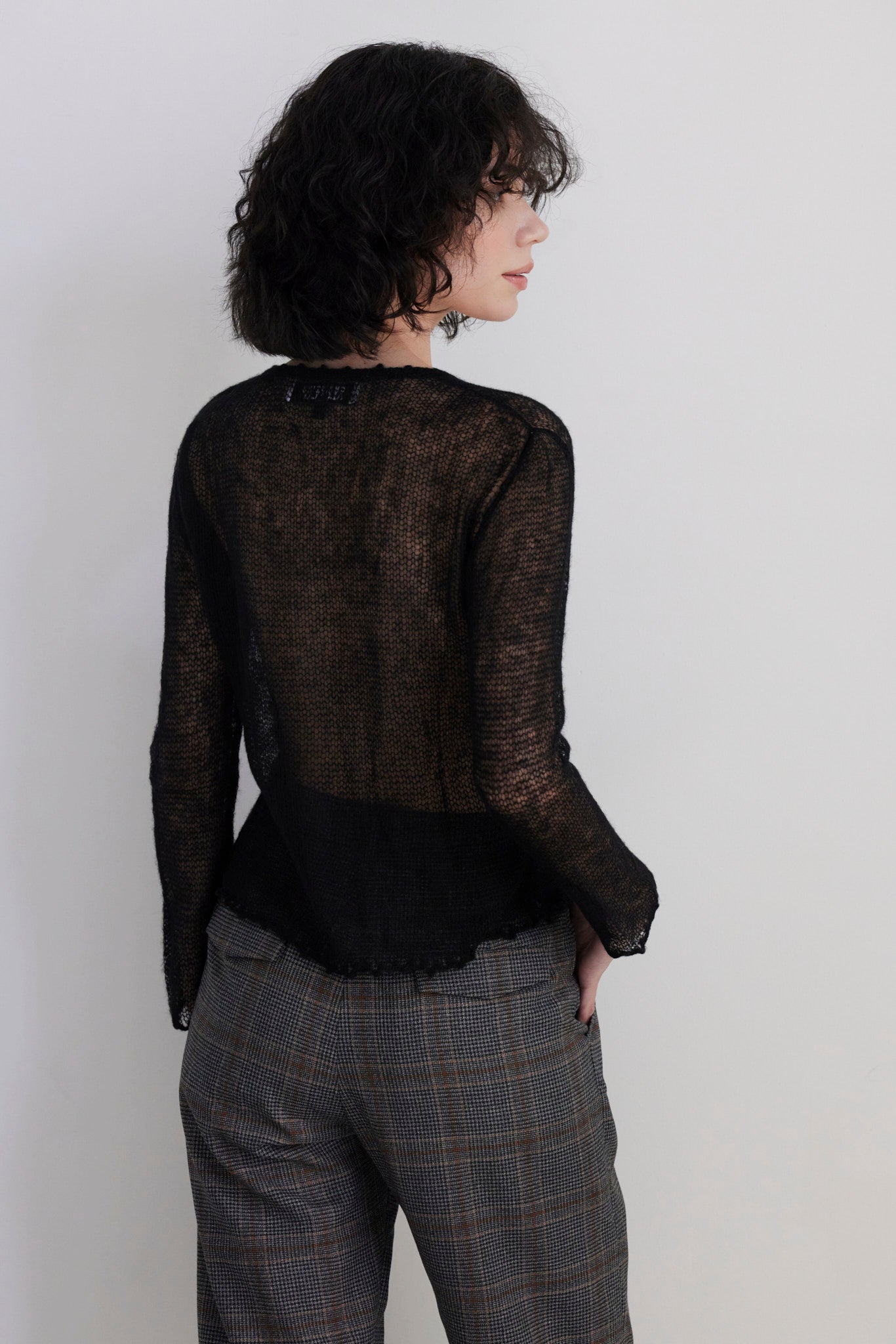 SAMPLE FW26 - Luz Open Knit Cardigan in Baby Alpaca - Black Samples CHRISTINE ALCALAY