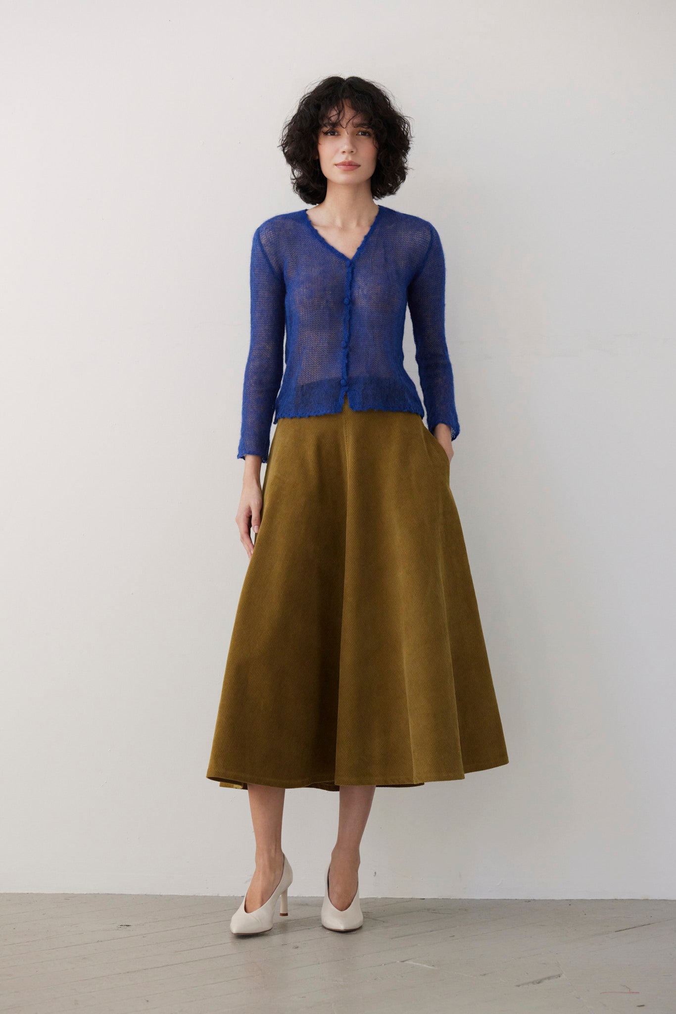 SAMPLE FW26 - Luz Open Knit Cardigan in Baby Alpaca - Electric Blue Samples CHRISTINE ALCALAY