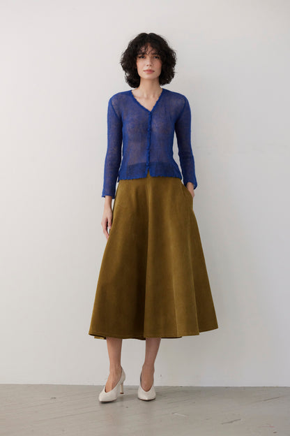 SAMPLE FW26 - Luz Open Knit Cardigan in Baby Alpaca - Electric Blue Samples CHRISTINE ALCALAY