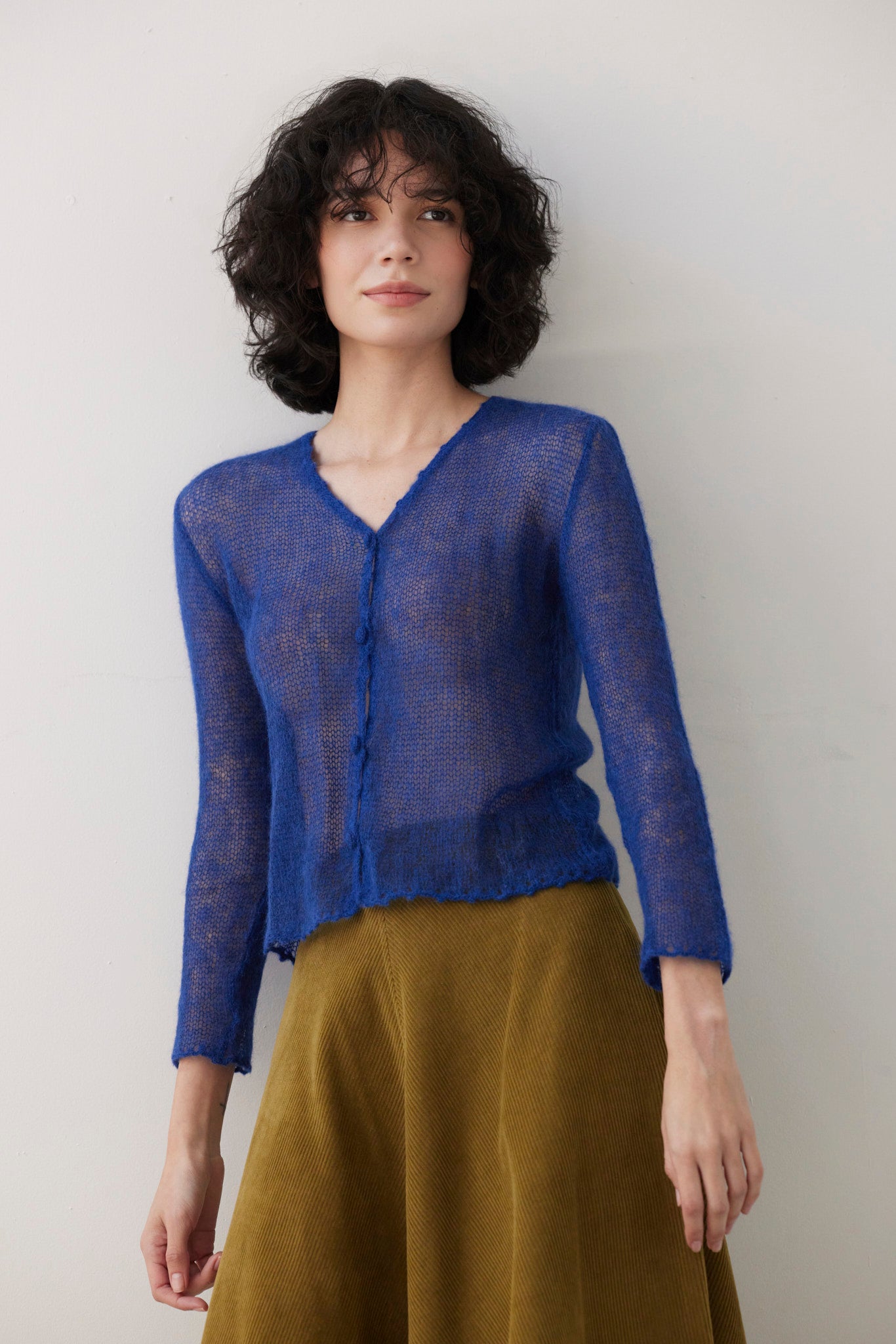 SAMPLE FW26 - Luz Open Knit Cardigan in Baby Alpaca - Electric Blue Samples CHRISTINE ALCALAY