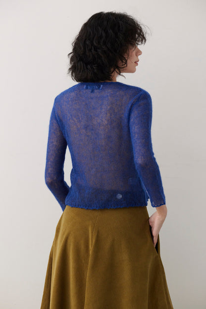 SAMPLE FW26 - Luz Open Knit Cardigan in Baby Alpaca - Electric Blue Samples CHRISTINE ALCALAY