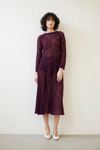 SAMPLE FW26 - Miranda Lace Knit Sweater - Pinot Wine Samples CHRISTINE ALCALAY
