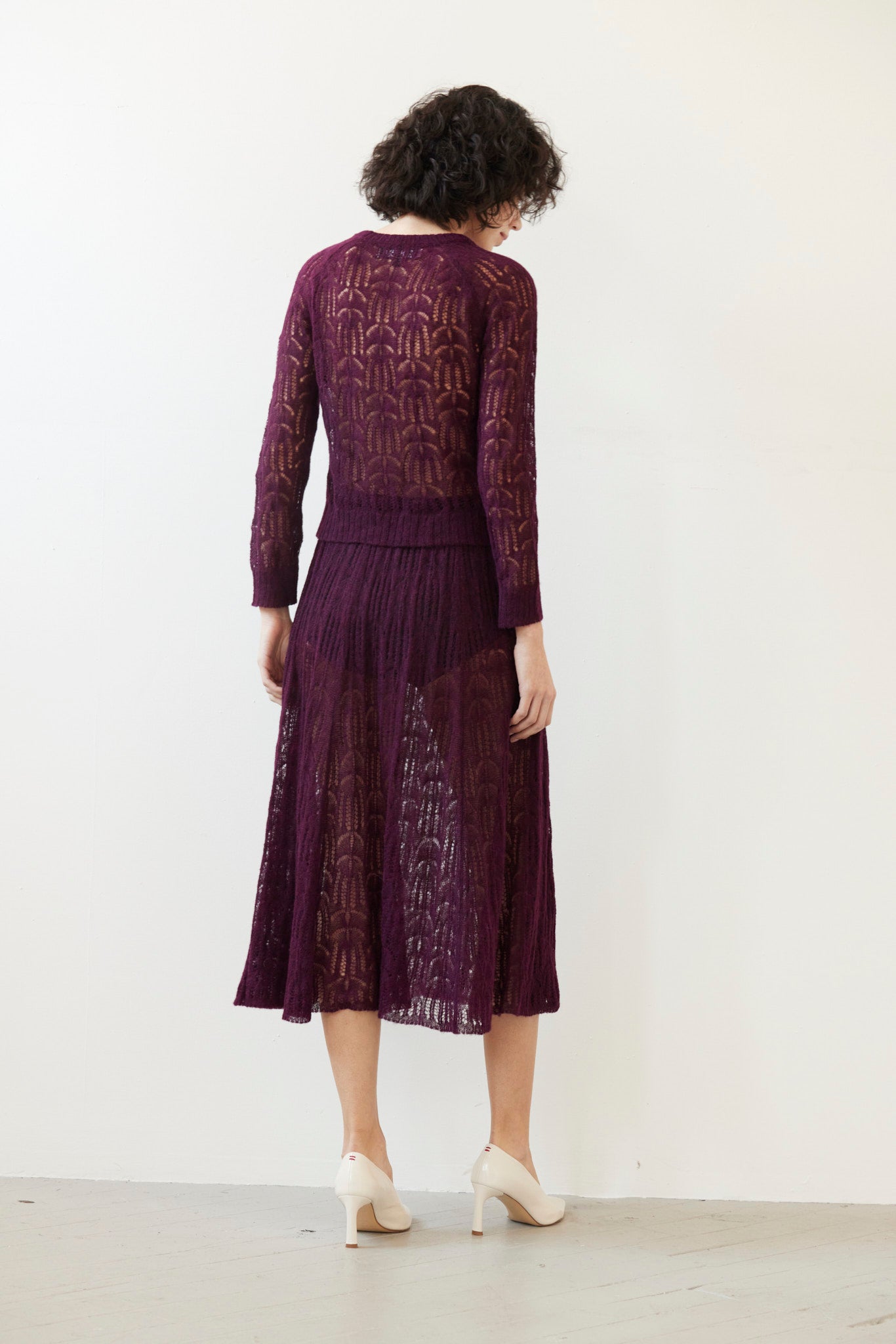 SAMPLE FW26 - Miranda Lace Knit Sweater - Pinot Wine Samples CHRISTINE ALCALAY
