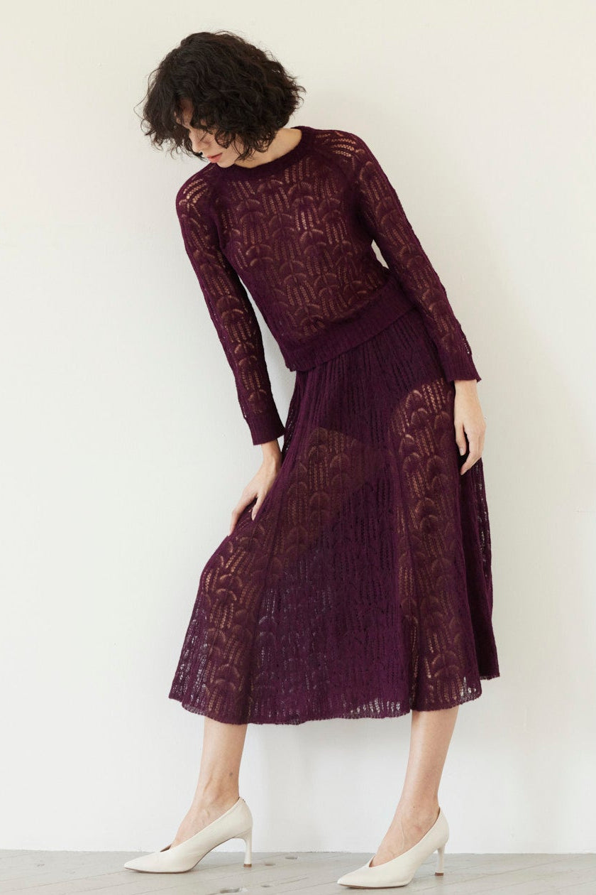 SAMPLE FW26 - Erin Lace Knit Skirt - Pinot Wine Samples CHRISTINE ALCALAY