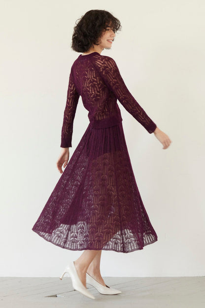 SAMPLE FW26 - Erin Lace Knit Skirt - Pinot Wine Samples CHRISTINE ALCALAY