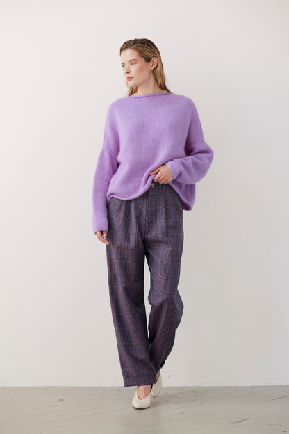 SAMPLE FW26 - Patty Straight Leg Pant in Tropical Wool - Shadow Violet Plaid Samples CHRISTINE ALCALAY