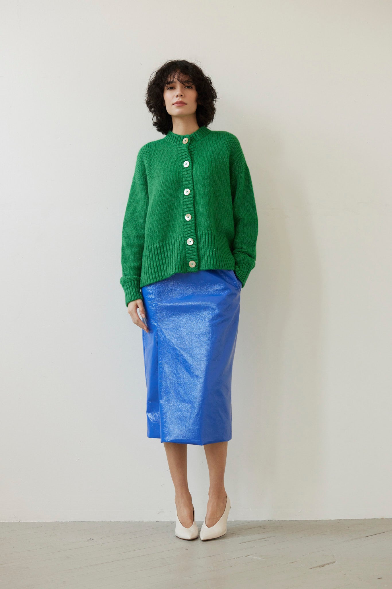 SAMPLE FW26 - Petra Cardigan in Alpaca Wool - Grass Green Samples CHRISTINE ALCALAY