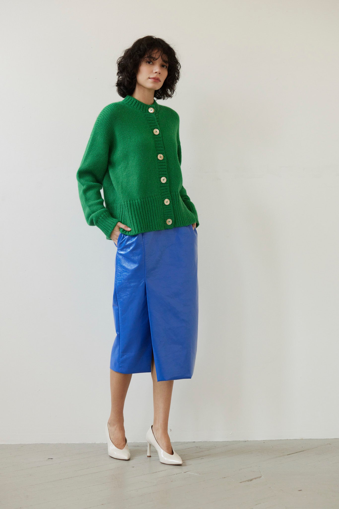 SAMPLE FW26 - Petra Cardigan in Alpaca Wool - Grass Green Samples CHRISTINE ALCALAY