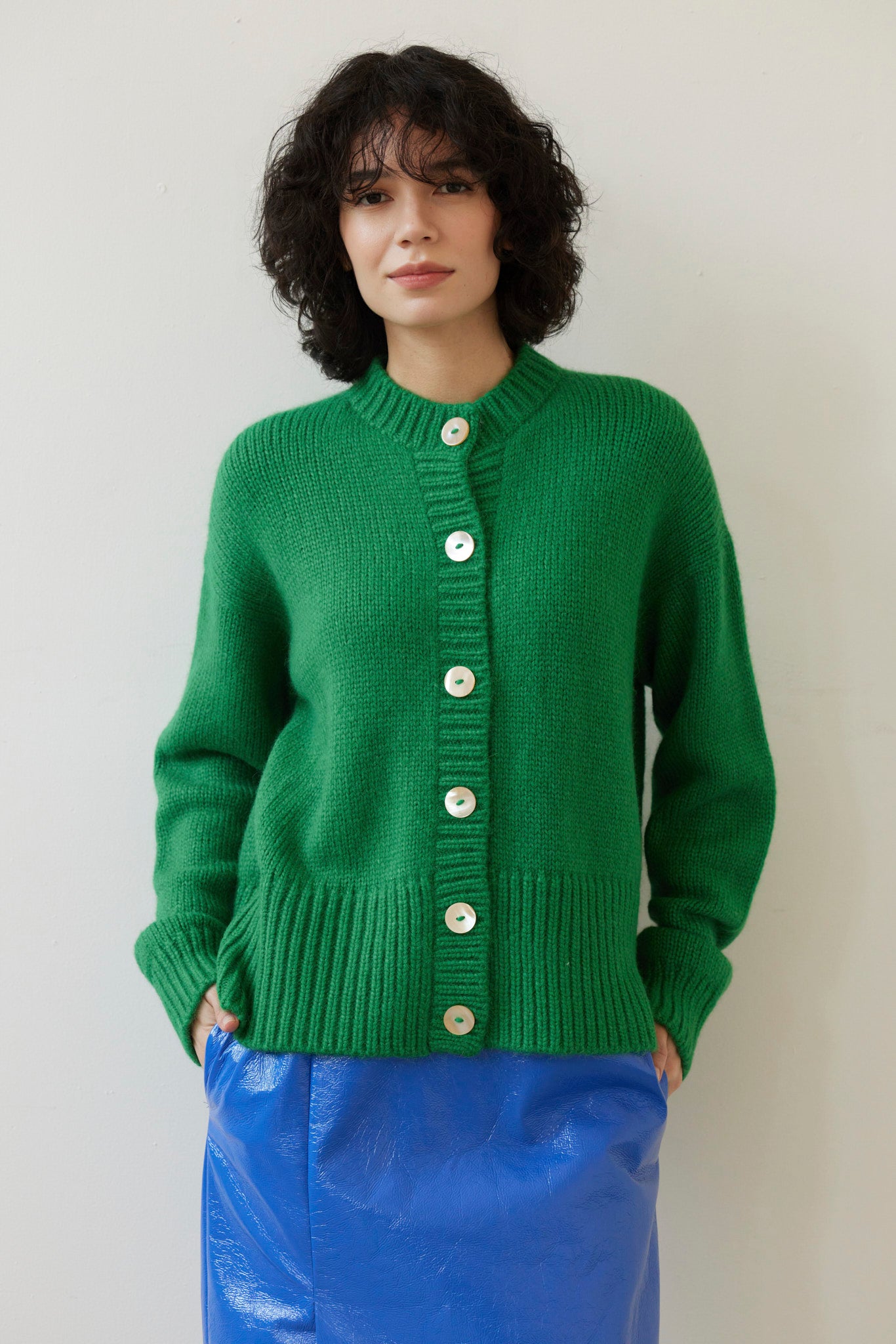 SAMPLE FW26 - Petra Cardigan in Alpaca Wool - Grass Green Samples CHRISTINE ALCALAY