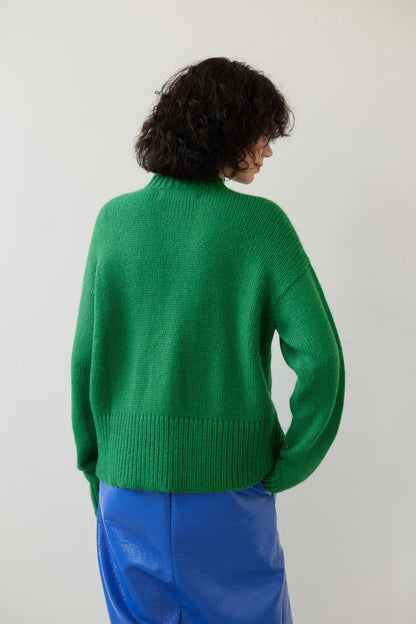SAMPLE FW26 - Petra Cardigan in Alpaca Wool - Grass Green Samples CHRISTINE ALCALAY