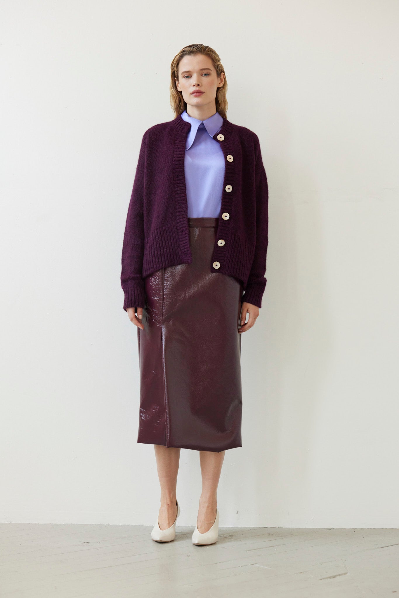 SAMPLE FW26 - Petra Cardigan in Alpaca Wool - Pinot Wine Samples CHRISTINE ALCALAY