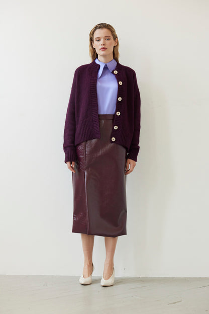 SAMPLE FW26 - Petra Cardigan in Alpaca Wool - Pinot Wine Samples CHRISTINE ALCALAY