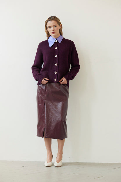 SAMPLE FW26 - Petra Cardigan in Alpaca Wool - Pinot Wine Samples CHRISTINE ALCALAY