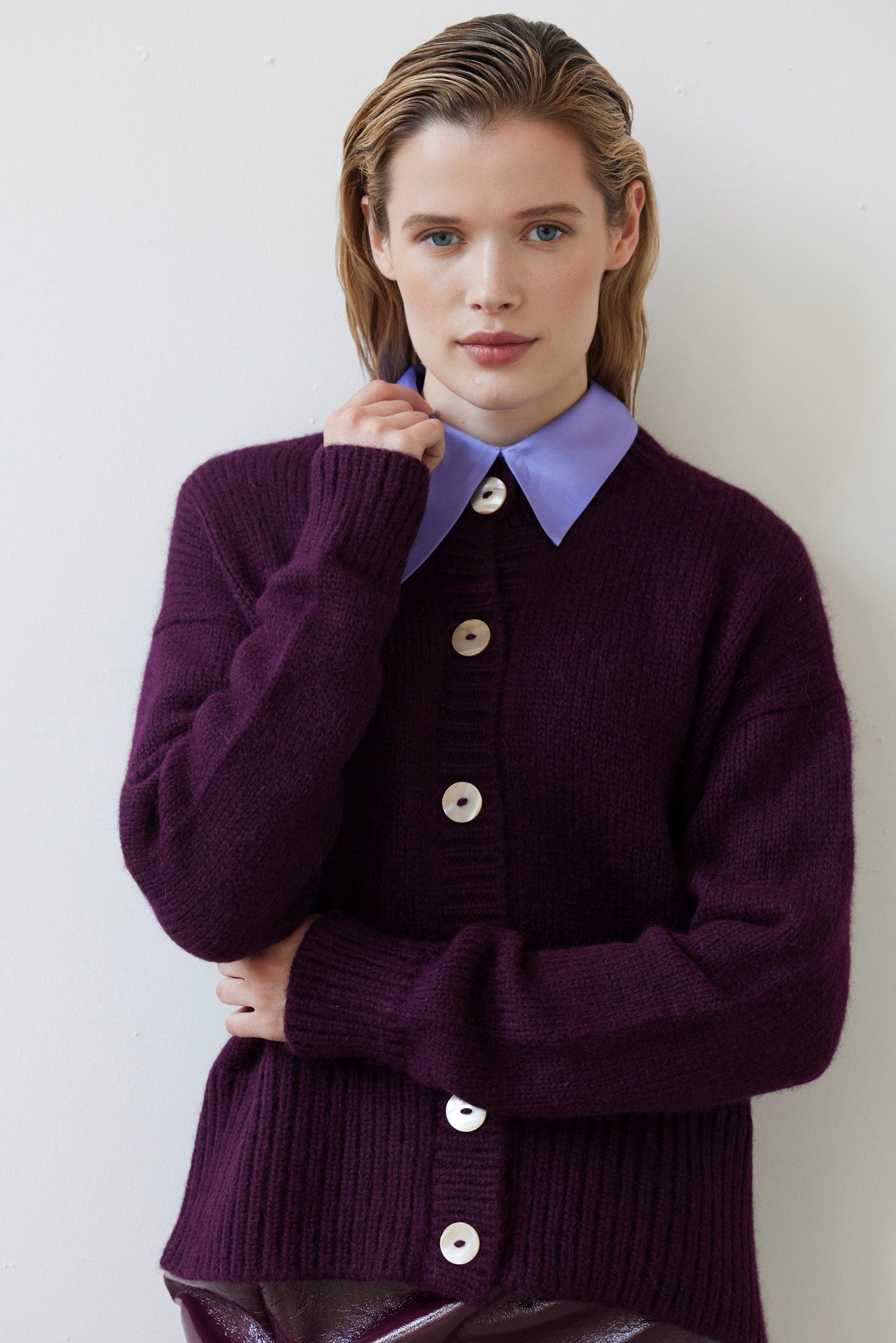 SAMPLE FW26 - Petra Cardigan in Alpaca Wool - Pinot Wine Samples CHRISTINE ALCALAY Pinot Wine One size