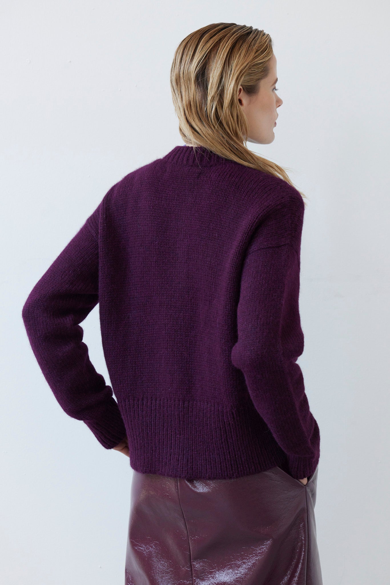 SAMPLE FW26 - Petra Cardigan in Alpaca Wool - Pinot Wine Samples CHRISTINE ALCALAY
