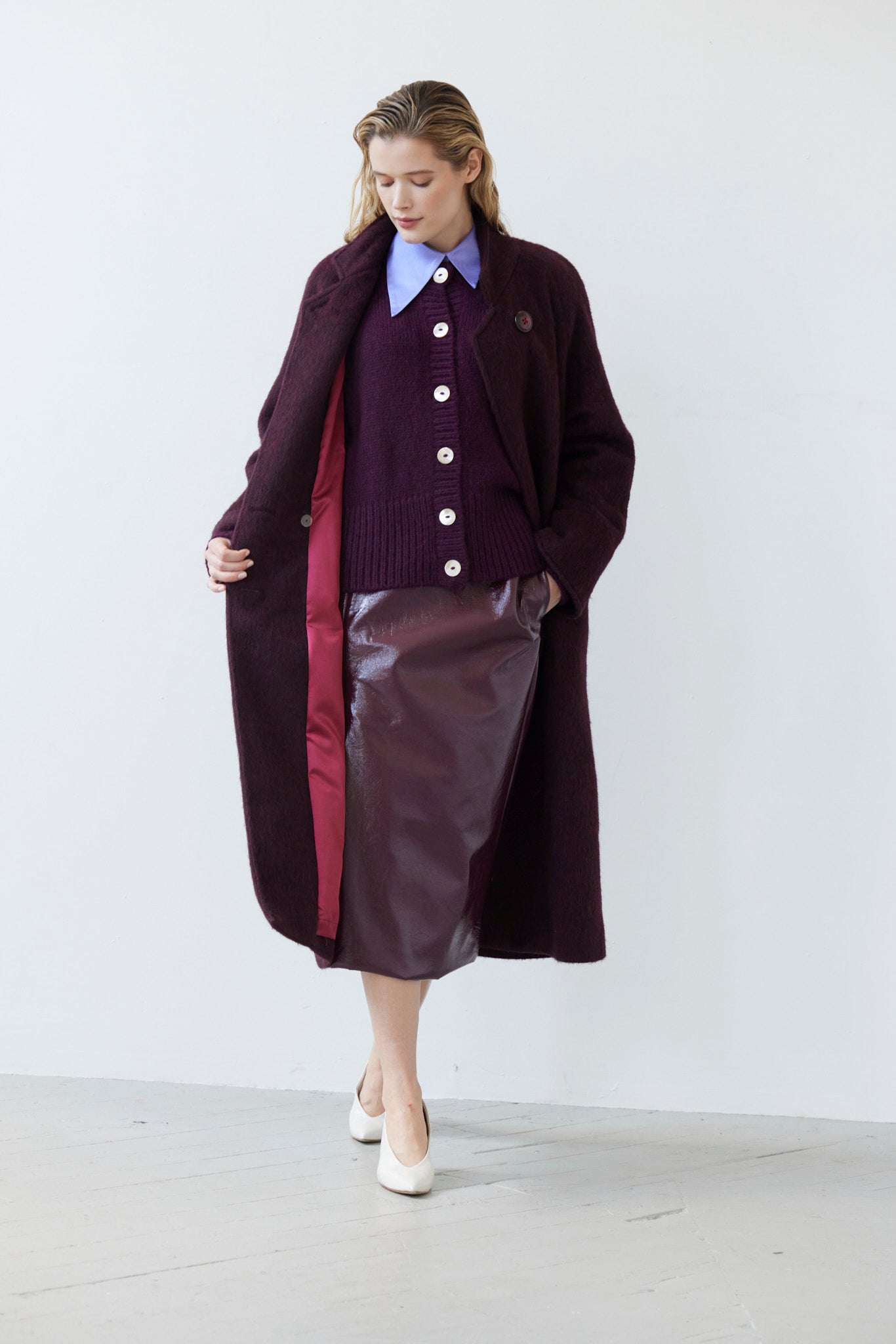 SAMPLE FW26 - Petra Cardigan in Alpaca Wool - Pinot Wine Samples CHRISTINE ALCALAY