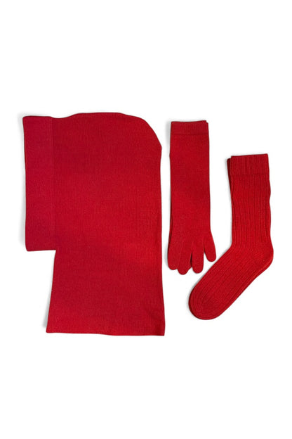 Cashmere Trio with hood, socks, and gloves (Fire) Accessories CHRISTINE ALCALAY Boutique