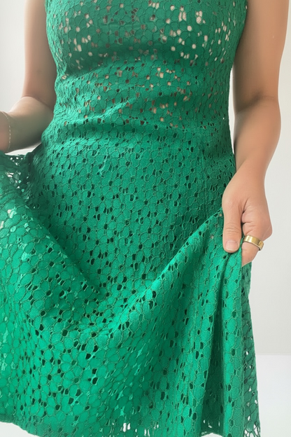 Eurie Dress in Malachite Green Corded Lace Dresses CHRISTINE ALCALAY